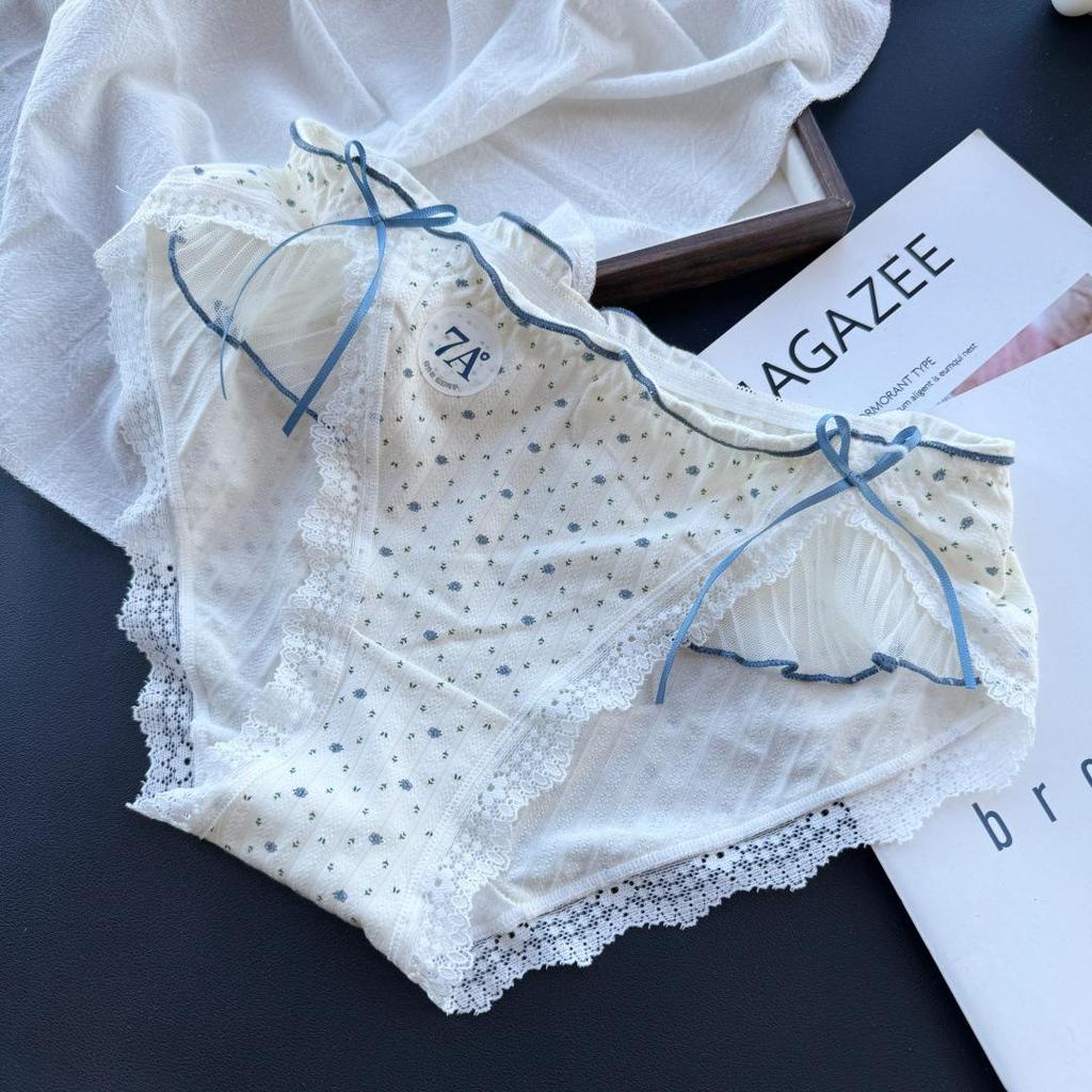 Sweet Style Cotton Women's Underwear with Lace Trim - 80-125 jin