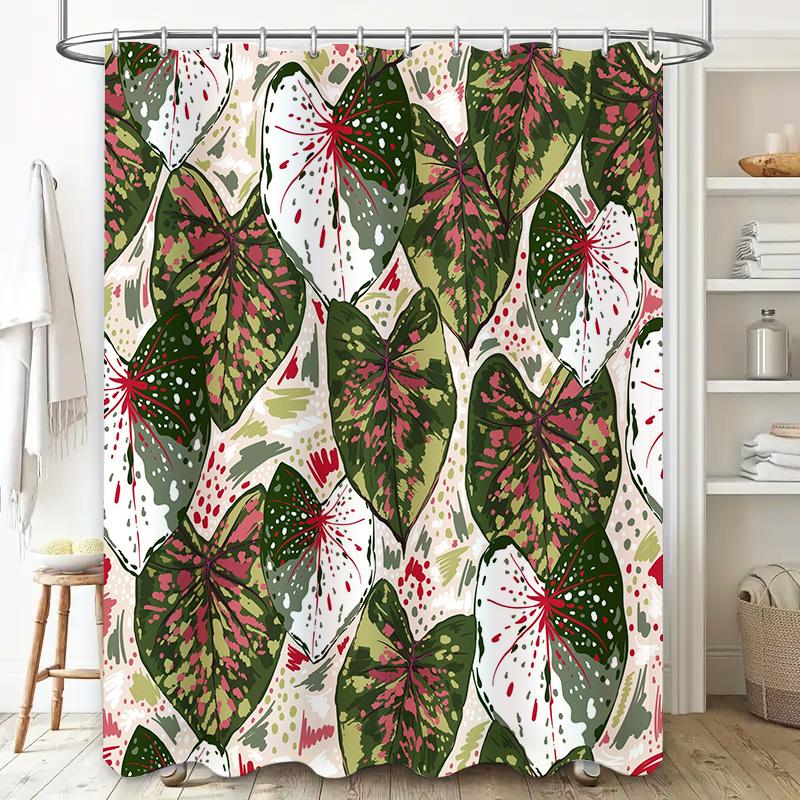 Stylish Leaf Pattern Shower Curtain for Bathroom Decor Green Red Floral Design Waterproof Fabric Size Customize Available On Ali
