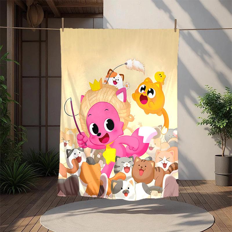 Pinkfong Flannel Blanket Soft Warm All-Season Throw, Design for Camping, Car Travel, Hiking Sofa, Bed, Office Perfect Gift for Parties