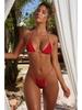 Solid Color European & American Three-Piece Bikini: Women's Sexy Bandage Split Swimsuit