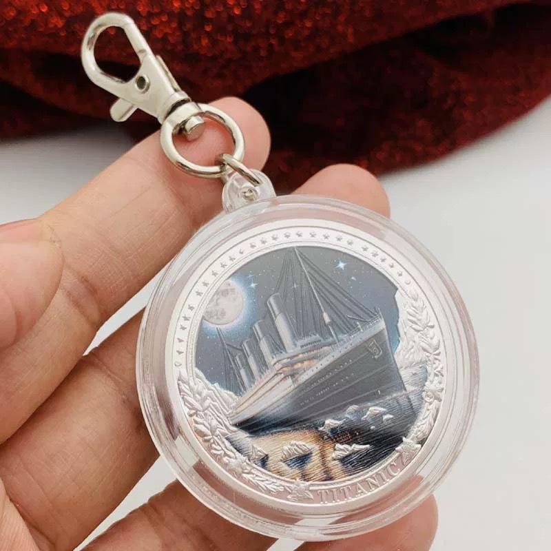 Titanic, ship, silver plated color printed commemorative medal, craft creative coin, souvenir coin