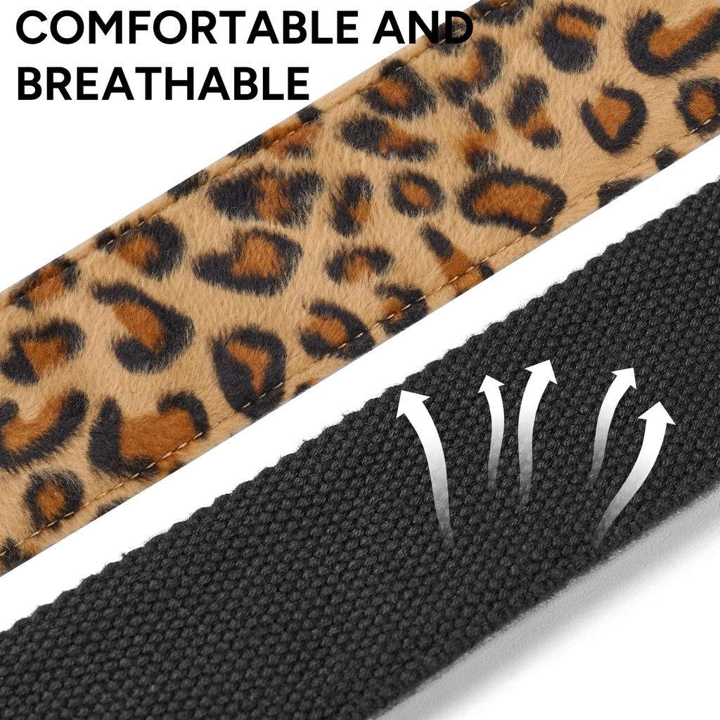 Guitar Strap Leopard Print Flocking Guitar Strap with Microfiber Leather Ends Compatible with Guitars Guitar Accessory [Amumu]