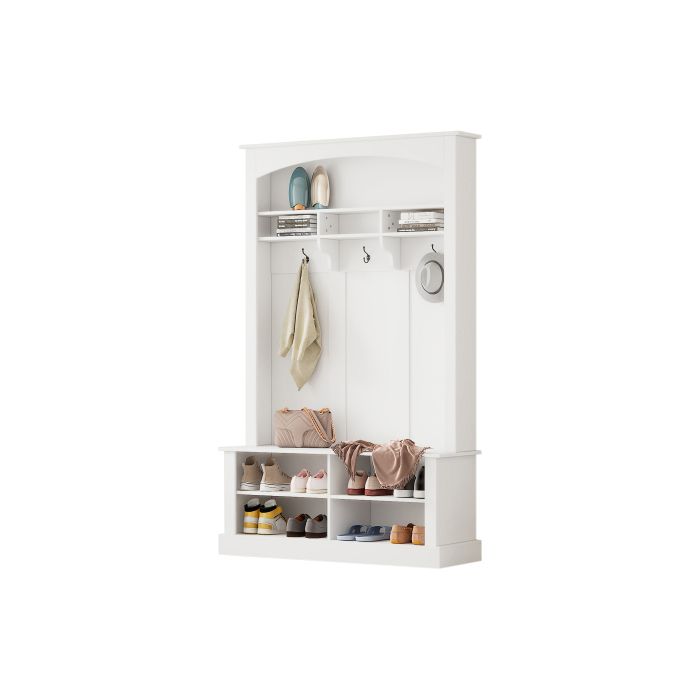 Entrance Furniture - MUVOE - Coat Rack Kit - 3 Hooks - Open Storage - White
