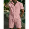 Men Casual Summer Short Sleeve Shirt And Shorts Beach Vacation Set