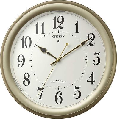 RHYTHM Citizen Wall Automatic Light CITIZEN Clock, Radio-Controlled, Function, Gold, 31.3x5cm, 4MYA36-065