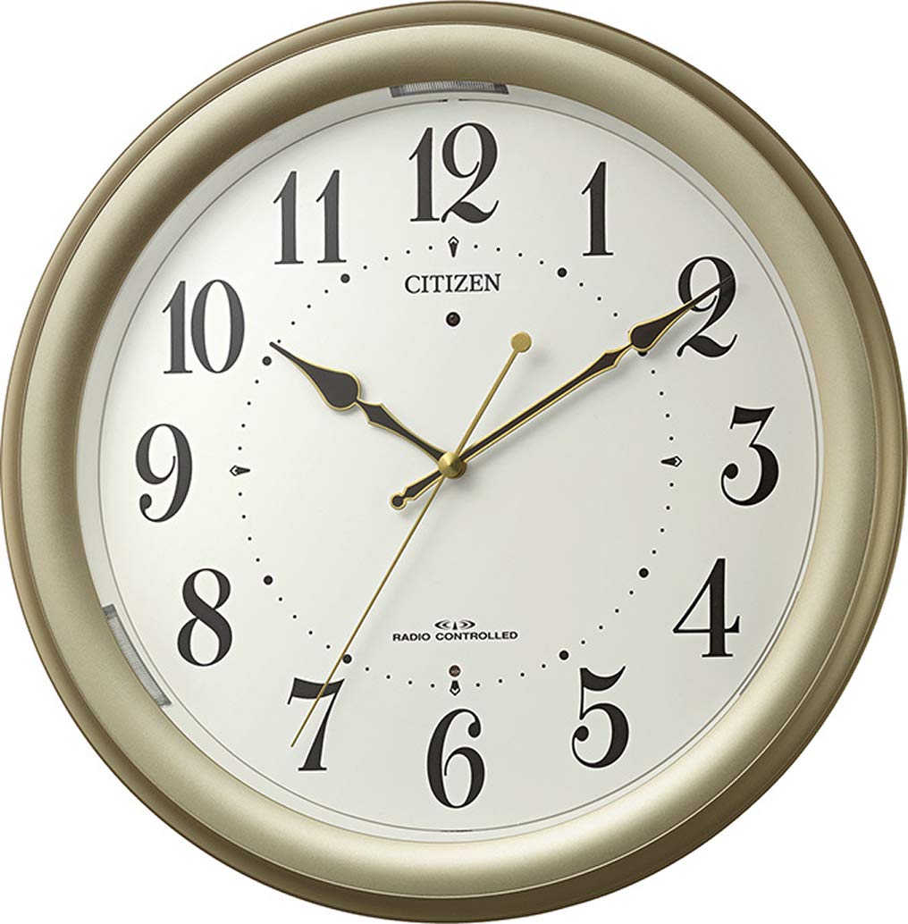 

RHYTHM Citizen Wall Automatic Light CITIZEN Clock, Radio-Controlled, Function, Gold, 31.3x5cm, 4MYA36-065