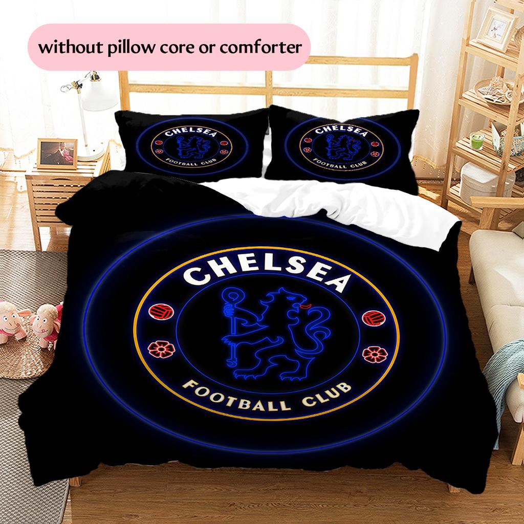 Chelsea FC Pattern Bedding Home Decoration Birthday Gift (1 * Duvet Cover + 2 * Pillowcase, Without Core)