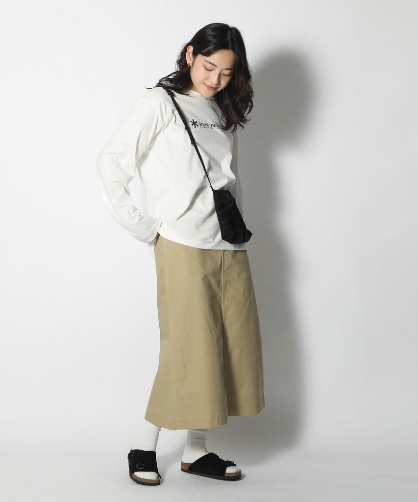 Snow Peak Soft Cotton Logo Long Sleeve Size for and outdoor T-Shirt, M, White, SW-25SU401 (Suitable festivals, camping, activities)