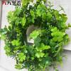 Small Green Shamrock Wreath Door Decor Plastic Artificial Garland St. Patricks Day Hanging Ornament