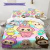 Kawaii Bubu Pattern Bedding Set Quilt Cover Pillowcase Home Decor Gift (1 * Duvet Cover + 2 * Pillowcase, Without Core)