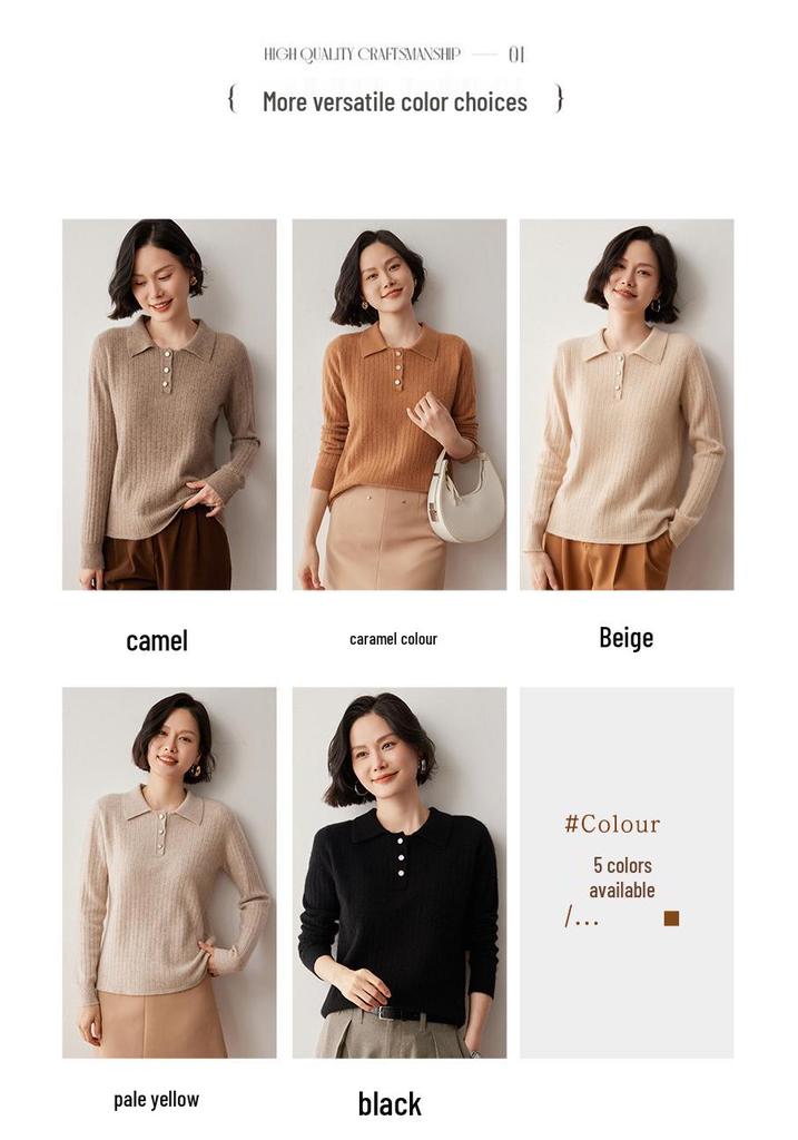 Autumn/Winter 2024 Women's Lamb Cashmere Polo Neck Loose Knit Sweater