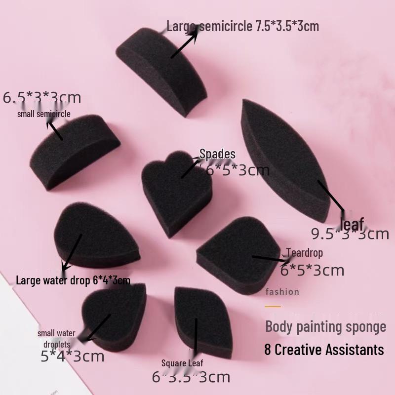 Black Semi-circular Face Painting Sponge - Water Drop Art Makeup Block Square