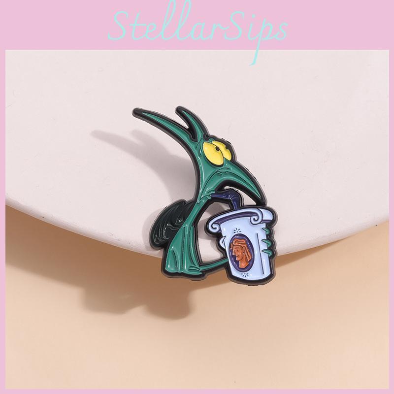 Adorable Cartoon Animal Badge Creative Alloy Brooch Cute Monster Water Drink Design