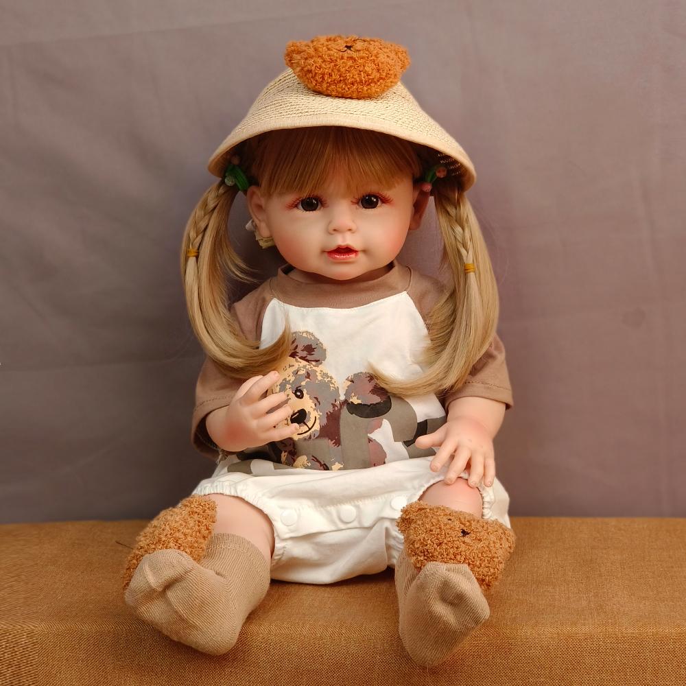 Bambola Reborn da 55 cm Ragazza del bambino Morbido Silicone per tutto il corpo Bella bambola da principessa rinata Giocattolo da bagno Real Touch per regali per bambini