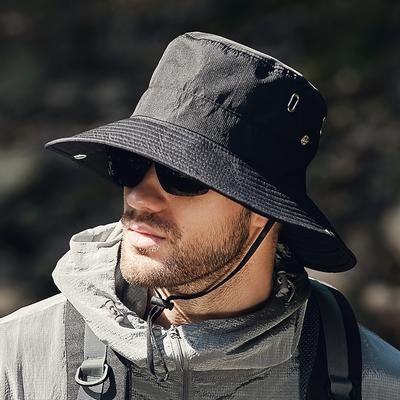 Chapéu de Pescador Masculino de Verão com Aba Larga Grande Impermeável Proteção UV Boné de Sol Caminhada Pesca Escalada Safari Oversized Chapéus Balde