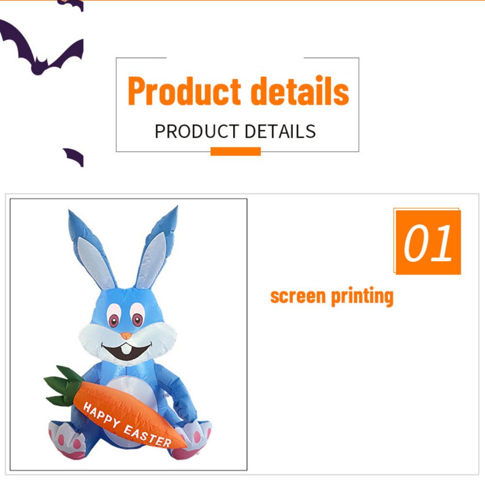 120cm Happy Easter Bunmy Outdoor Inflatable Easter Decoration 2023 Blue Cute Inflatable Rabbit With Led Lights For Garden Yard