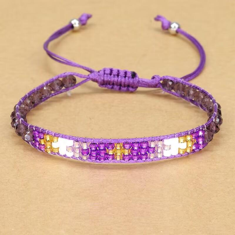 Handmade Woven Bracelets Boho Multicolored faceted Glass Beads Woven Bracelet Women Men Boho Handmade Chic Jewelry