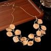 Metal Leaf Chain Pull Necklace European and American Personality Fashion Collarbone Chain Retro Exaggerated Design Jewelry