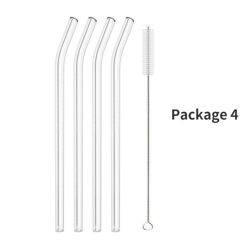 

Соломинки из боросиликатного стекла, экологически чистые многоразовые соломинки для коктейлей, барных аксессуаров, соломинки с кисточками Package 4