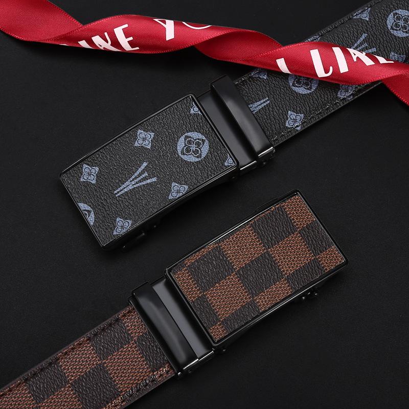 Cinto de Couro Masculino Negócios Combinação Total Cinto com Fivela Automática Cinto de Calças para Homens de Meia-idade e Jovens