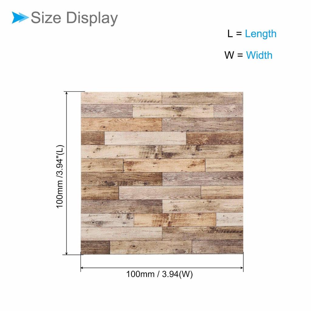CoCud Dollhouse Floor Tiles, 3.94-inch Square PU Adhesive Wood Grain Floor Sheets for Miniature Dollhouses (Use: Dollhouse Decoration), Pack of 2