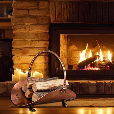 Leñero, Soporte para Almacenamiento de Leña para Chimenea, Organizador Porta Leña de Metal Resistente para Exterior