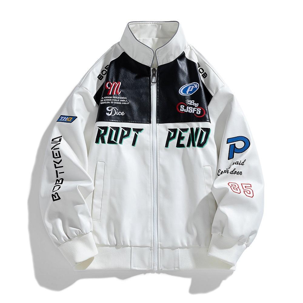 

Осень и зима Новая мужская кожаная куртка Locomotive PU Leather Slim Jacket 3XL белый