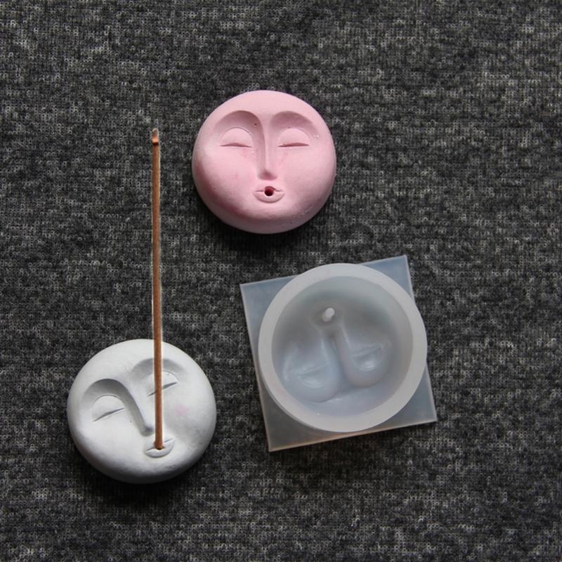 Incenses Tray Silicone Molds Handmade Human Face Pattern Incenses Insert Stick Holder Cements Plasters Mould Crafts Decors