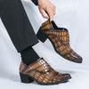 New Elevator Shoes for Men Heel Shoes Formal Leather Brown Men Loafers Dress Shoes Fashion Crocodile Mens Heightening Shoes