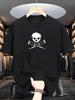 Skull Print Unisex's T-Shirt, Short-Sleeved, Round Neck Casual Top