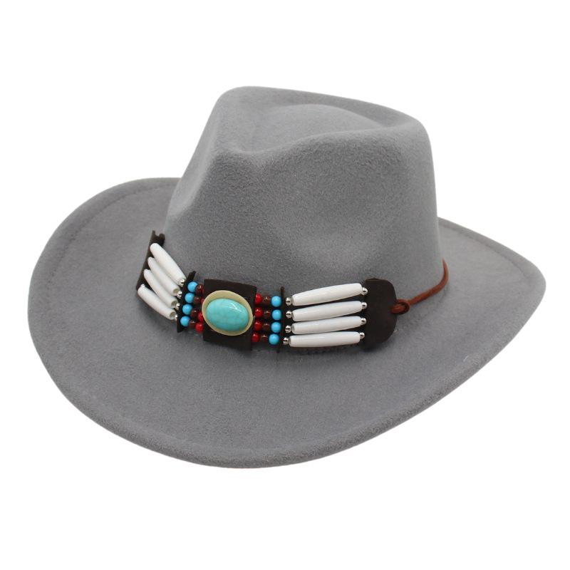 Ethnic Style Western Cowboy Hat Curled Tweed Hat Tibetan Top Hat