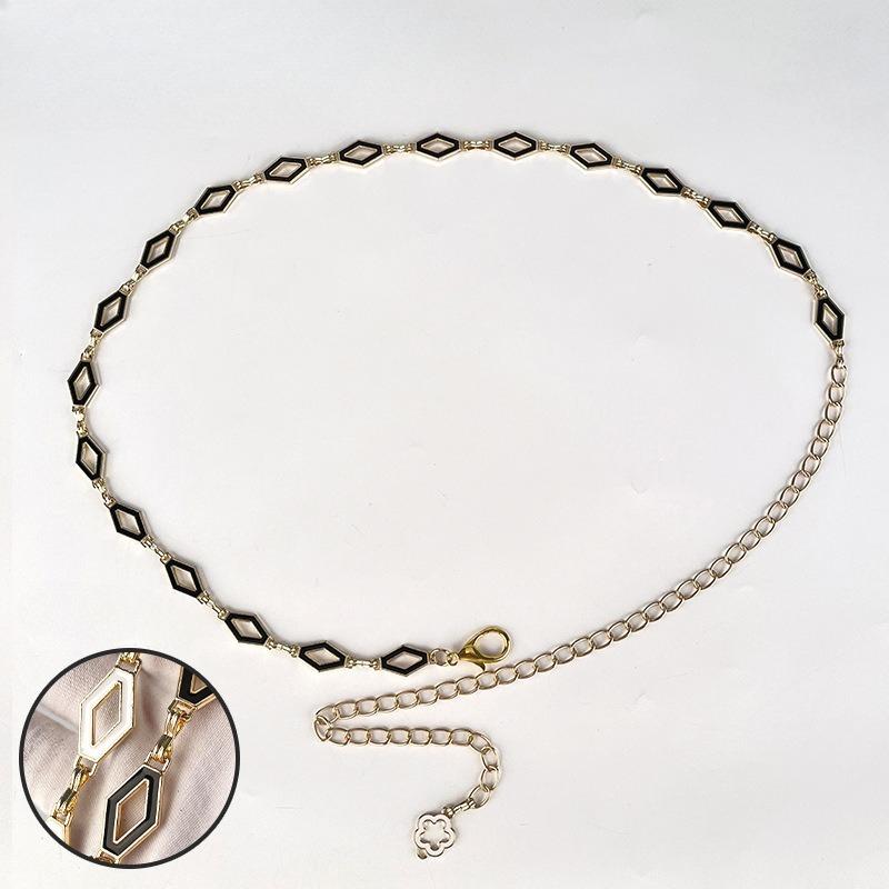 Women's Metal Waist Chain with Jeans Dress, Small Fragrance Belt, Four-leaf Clover Hollow Plum Blossom Style Versatile Chain