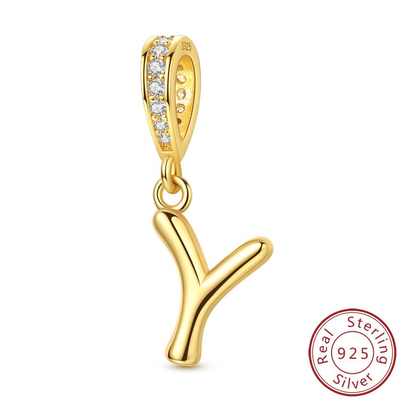 Dekorative Charms Perlenelemente Echtes Kupfer A-Z Alphabet 26 Buchstaben Charm Dekorationen Anhängerstück Geeignet Für Authentischen Armreif Armband