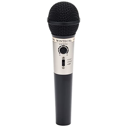 WINTECH KEM-02 Karaoke Microphone with Echo Function, for Karaoke/Speech/Vocals, Echo Level, Mini Plug/Standard Plug Compatible, 3m Cord, by Hiroka Bu