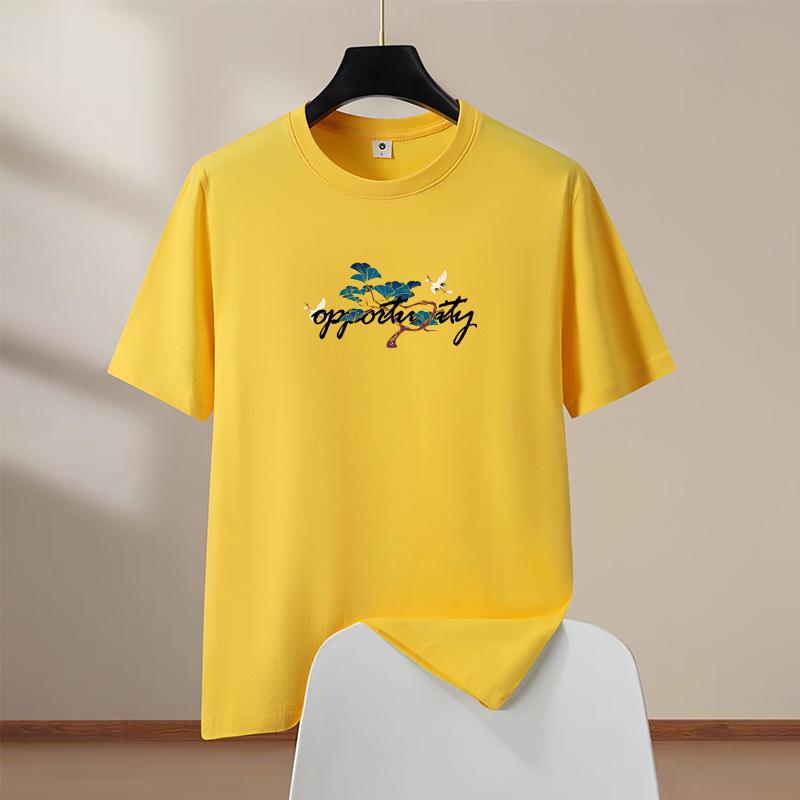 

8 цветов S-6XL Мужская хлопковая футболка с коротким рукавом Мужская футболка с круглым вырезом Повседневная футболка XXXL жёлтый