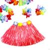 5 Costume Set, Raffia Skirt, Colorful Flowers, Bracelets, Necklace And Headband for Costumes