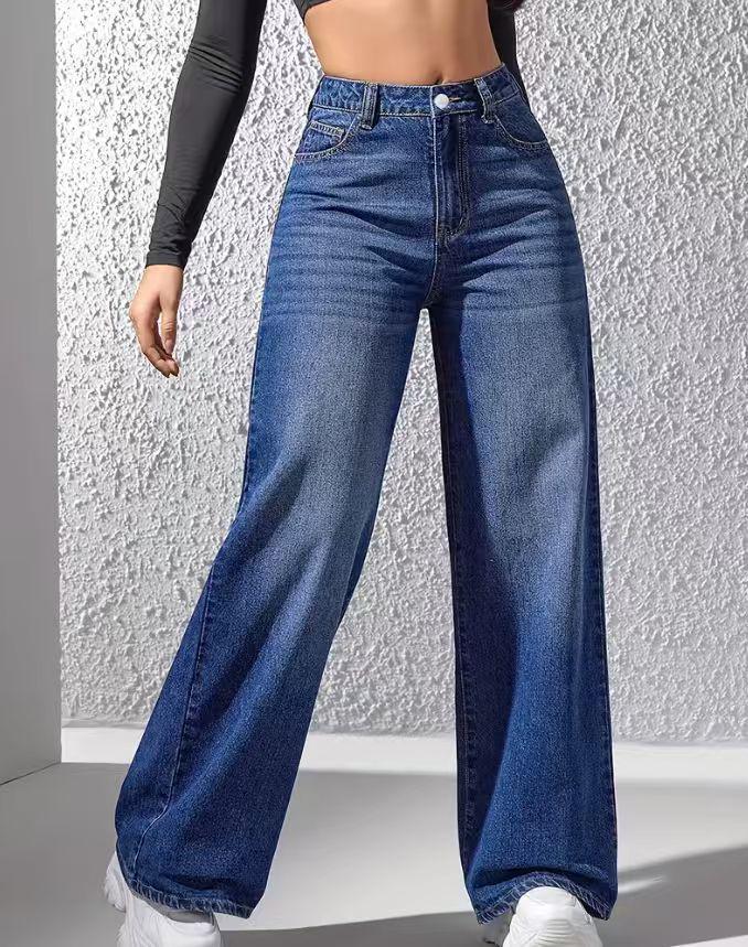 2025 Autumn/Winter Women’s High-Waisted Straight Denim Pants