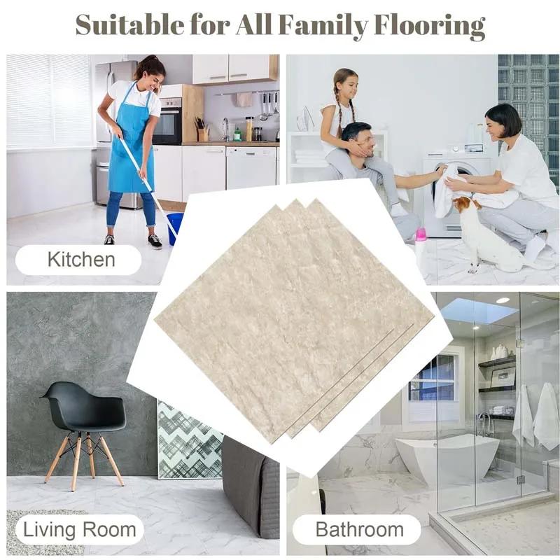 10-40PCS 30x30cm Marble PVC Self-Adhesive Floor Sticke Waterproof  Floor Wallpaper Non-Slip for Kitchen Bathroom DIY Home Decor