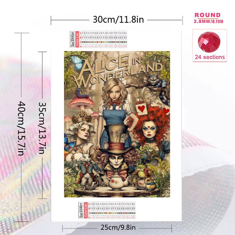 Alice Wonderland Tale.6 100% Round Full Drill 5D DIY Diamond Painting Embroidery Cross Stitch Rhinestone Décor