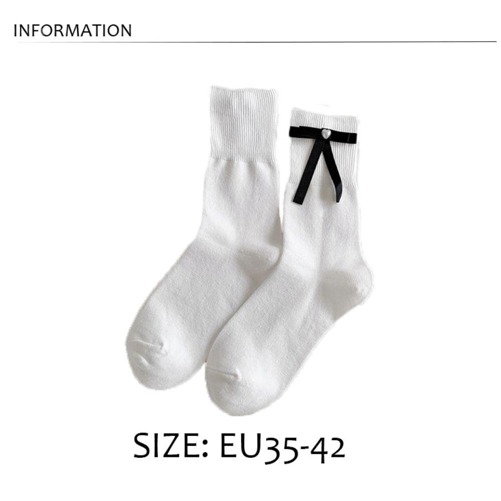 Pearl Womens Cotton Socks Calf Ribbon Socks Breathable Balletcore Sock  Lolita