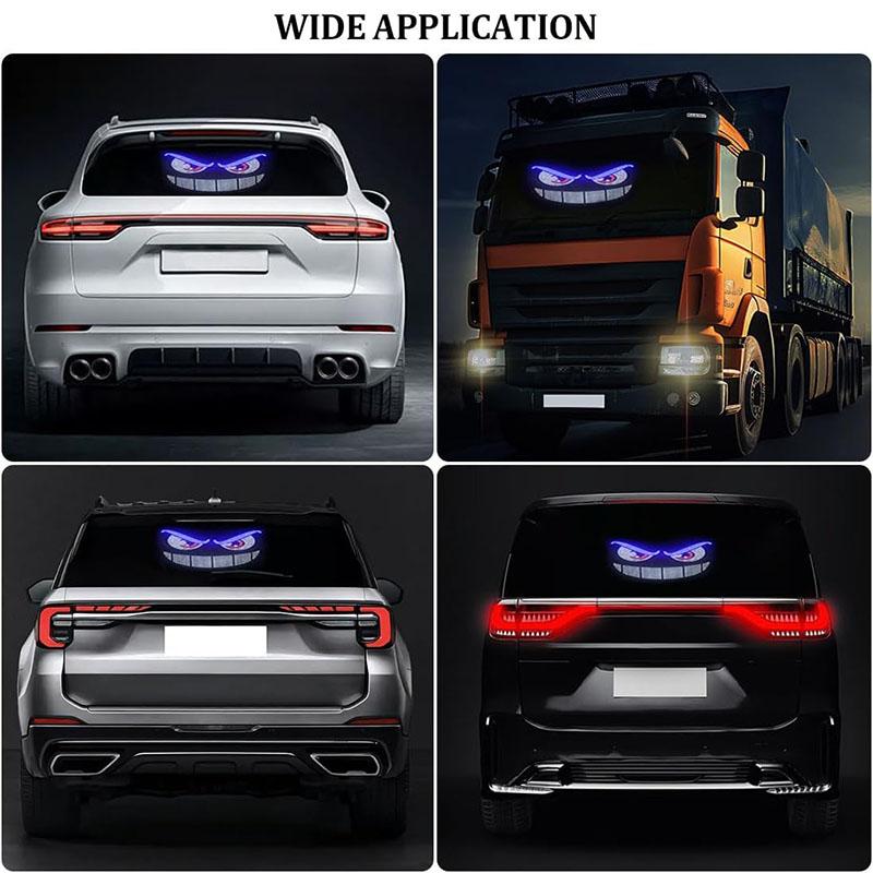Devil's Eye Warning Lamp LED Smile Atmosphere Decorative USBPlug Car Windshield Lighting Accessories with11 Modes for Truck SUV