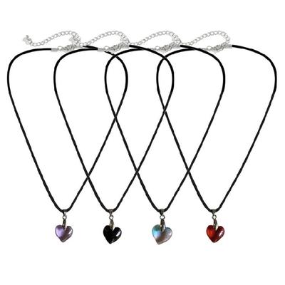 Glass Glass Heart Choker Necklace Valentines Day Wedding Jewelry Clavicle Chain