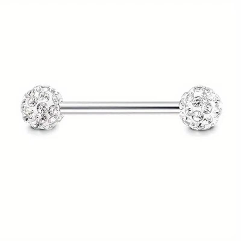 Bobisty 1pc 14G Nipple Rings 316L Surgical Steel Heart CZ Tongue Barbell Body Piercing Ring