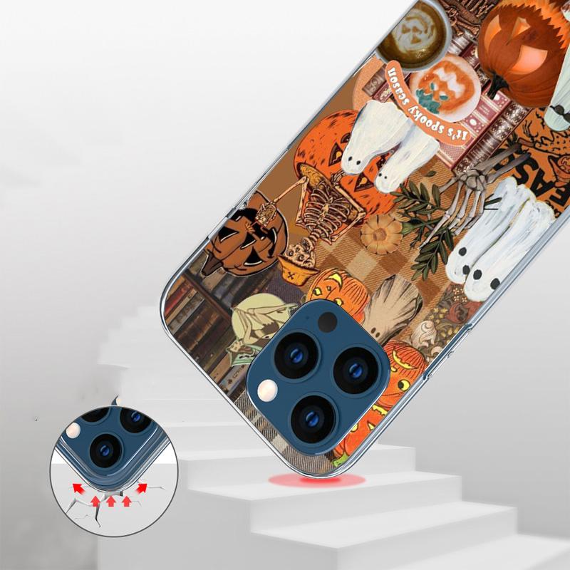 October Fall Halloween Spooky Pumpkin Phone Case For iPhone 17 Air 16 Pro Max 16E 15 + 14 Plus 11 12 13 Mini 7 8 SE Gift Print C