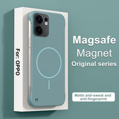 For Magsafe Frameless Anti-Fall Case For Reno 13F 12 Pro 12F Hard PC Ultra Thin Frosted Wireless Charging Back Case For Bumper