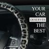 KAFEEK Leopard Print Steering Wheel Cover 15 Inch, Microfiber Leather Cheetah Pattern for Women Girls, Non-Slip Rubber Inner, All-Season Comfort,