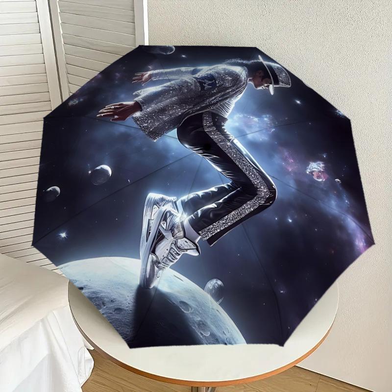 1pc Space Dancer Michael Jackson Automatic Folding Umbrella, Portable Collapsible Design, Casual Outdoor Accessory L1202021