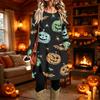 Women's Casual Printed Long Sleeve Neck Dress for Daily Wear