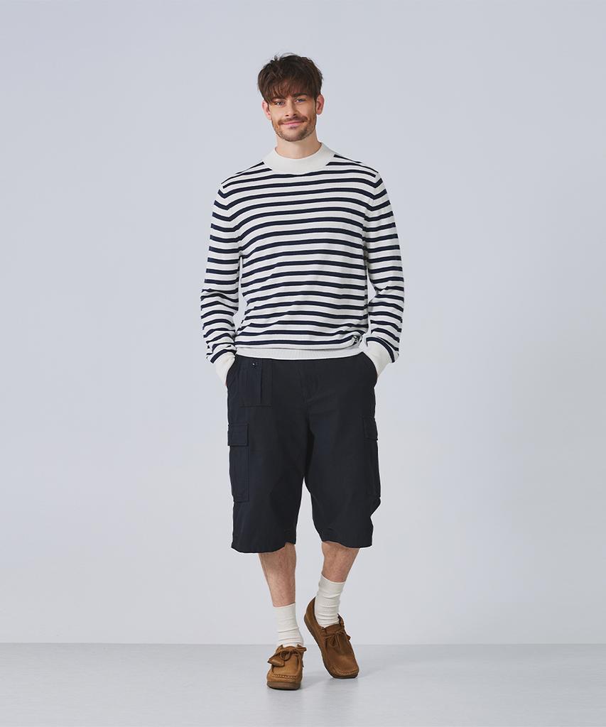 Geonjiulleunseu Super Fine Merino Wool Striped Knit Mock Neck Collection