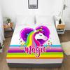 Unicorn Cartoon Fitted Sheets Mattress Cover With Elastic Band 3D Bed Sheet LinensFor Baby Kids Child Girls Boys 180x200 200x200